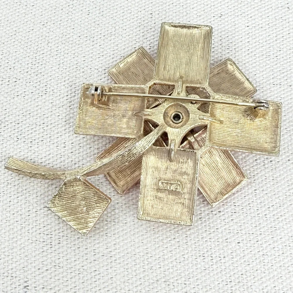 Vintage Arthur Pepper Enamel‎ Flower Brooch MCM Geometric Mod Pop Art